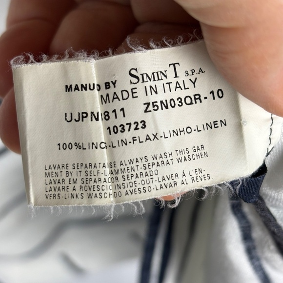 AJ Armani Jeans Women Linen LongSleeve Blazer Sz 12 Made in Italy Classic Preppy - Picture 8 of 14